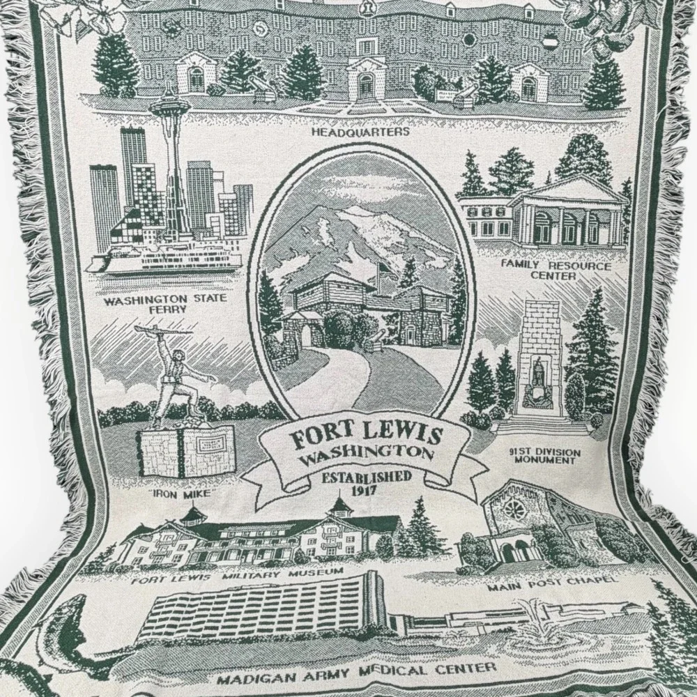 Fort Lewis Washington Woven Throw Blanket 48x63